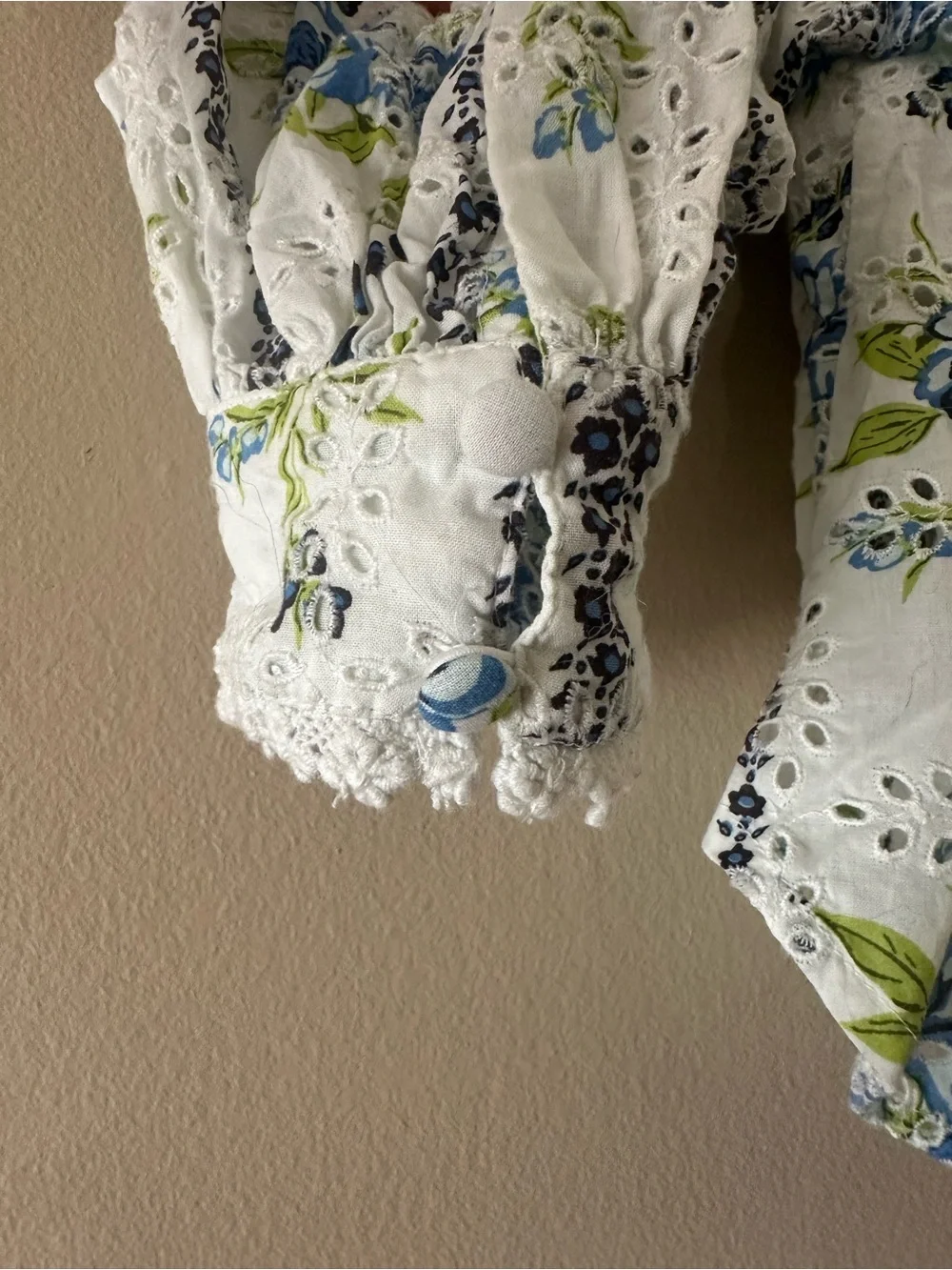 Free People White Blossom Cotton Eyelet Blouse Top, Sz S